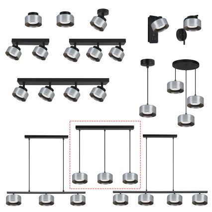 Brilagi - LED RGB+CCT dimmelhető függeszték kábelen AURA LUX 3xGX53/14W/230V 2700-6500K Wi-Fi Tuya fekete/füstszínű