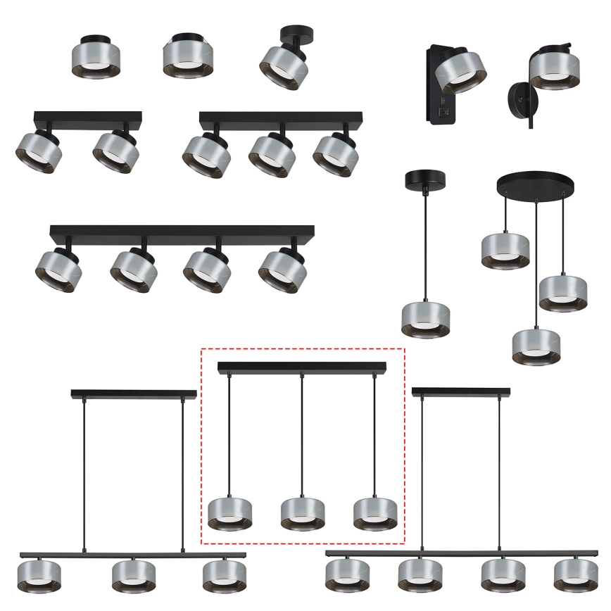 Brilagi - LED RGB+CCT dimmelhető függeszték kábelen AURA LUX 3xGX53/14W/230V 2700-6500K Wi-Fi Tuya fekete/füstszínű