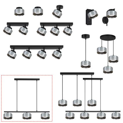 Brilagi - LED RGB+CCT fényerőszabályozható kábeles csillár AURA LUX 3xGX53/14W/230V 2700-6500K Wi-Fi Tuya fekete/füstszínű