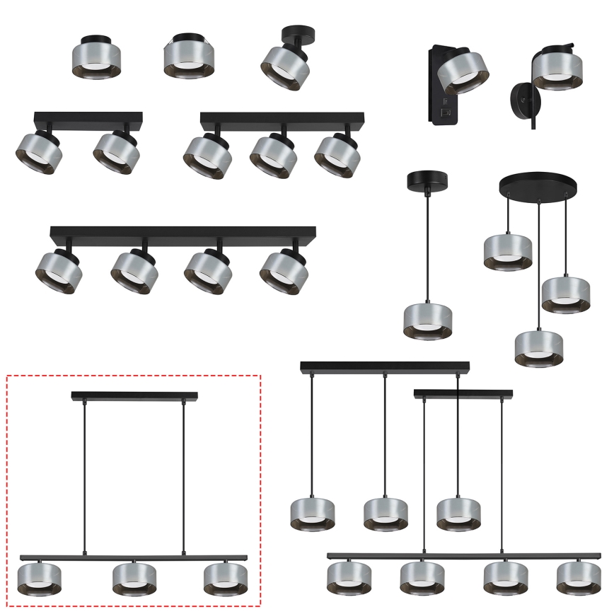 Brilagi - LED RGB+CCT fényerőszabályozható kábeles csillár AURA LUX 3xGX53/14W/230V 2700-6500K Wi-Fi Tuya fekete/füstszínű