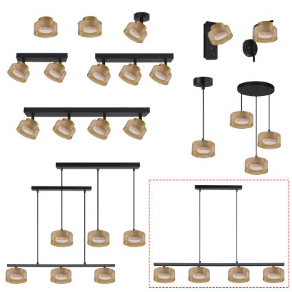 Brilagi - LED RGB+CCT dimmelhető kábeles csillár AURA LUX 4×GX53/14W/230V 2700–6500K Tuya Wi‑Fi fekete/arany