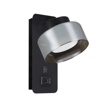 Brilagi - LED RGB+CCT dimmelhető fali lámpa USB-porttal AURA LUX 1xGX53/14W/230V 2700-6500K Tuya Wi-Fi fekete/füstszínű