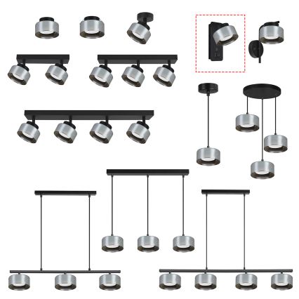 Brilagi - LED RGB+CCT dimmelhető fali lámpa USB-porttal AURA LUX 1xGX53/14W/230V 2700-6500K Tuya Wi-Fi fekete/füstszínű