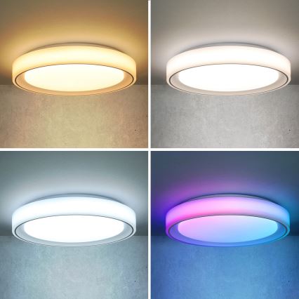 Brilagi - RGB LED, fényerőszabályozható mennyezeti lámpatest FLOCO LED/30W/230V átm. 39,5 cm 3000–6500K Wi‑Fi Tuya + LED/6W + távirányító
