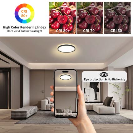 Brilagi - LED RGBW fényerőszabályozható mennyezeti lámpa ULTRA SLIM LED/18W/230V 2700–6500K átm. 30 cm fekete + távvezérlő