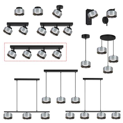 Brilagi - LED RGB+CCT dimmelhető spotlámpa AURA LUX 4xGX53/14W/230V 2700-6500K Wi-Fi Tuya fekete/füstszínű