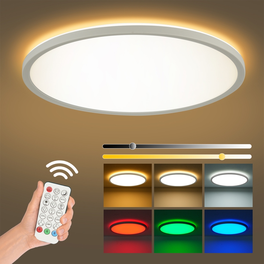 Brilagi - LED RGBW dimmelhető ULTRA SLIM mennyezeti lámpa LED/18W/230V 2700-6500K átm. 30 cm fehér + távirányító