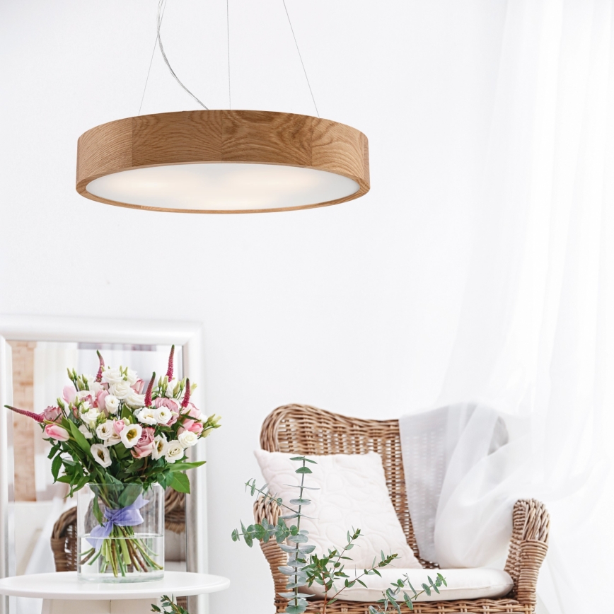 Brilagi - LED RGBW dimmelhető zsinóros csillár CARVALHO 3xE27/15W/230V 2700-6500K Wi-Fi tölgy, átmérő 47,5 cm