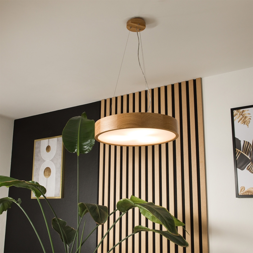 Brilagi - LED RGBW dimmelhető zsinóros csillár CARVALHO 3xE27/9W/230V 2700-6500K Wi-Fi tölgy, átmérő 47,5 cm