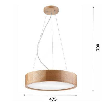 Brilagi - LED RGBW dimmelhető zsinóros csillár CARVALHO 3xE27/9W/230V 2700-6500K Wi-Fi tölgy, átmérő 47,5 cm