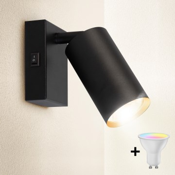 Brilagi - LED RGBW dimmelhető fali spotlámpa kapcsolóval SELE 1xGU10/4,8W/230V 3000K fekete/arany + távirányító