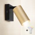 Brilagi - LED RGBW dimmelhető fali spotlámpa kapcsolóval SELE 1xGU10/4,8W/230V 3000K fekete/arany + távirányítóval