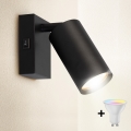 Brilagi - LED RGBW dimmelhető fali spotlámpa kapcsolóval SELE 1xGU10/4,8W/230V 3000K fekete + távirányító