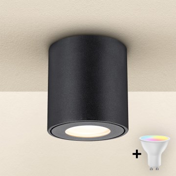 Brilagi - LED RGBW dimmelhető fürdőszobai lámpatest MIA 1xGU10/4,8W/230V 3000K 84x80 mm fekete IP54 + távirányítóval