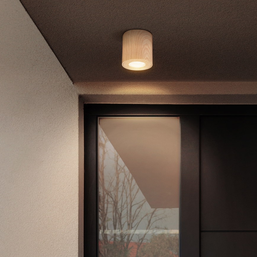 Brilagi - LED RGBW fényerőszabályozható fürdőszobai lámpatest MIA 1xGU10/4,8W/230V 3000K 84x80 mm tölgyhatású IP44 + távirányító