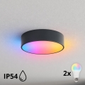 BRILAGI - LED RGBW dimmelhető fürdőszobai mennyezeti lámpatest CLARE 2xE27/12W/230V átm. 30 cm antracit IP54