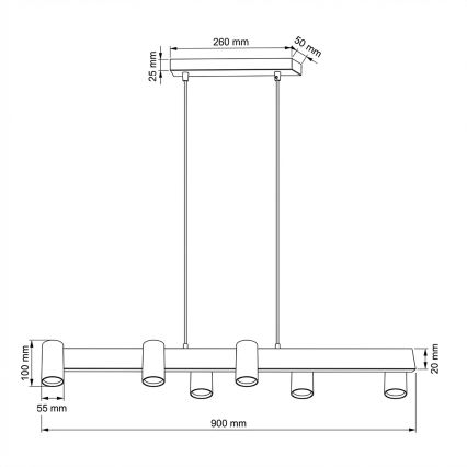 Brilagi - LED RGBW fényerőszabályozható kábeles függeszték SELE 6xGU10/6,5W/230V 2700-6500K fekete + távirányító