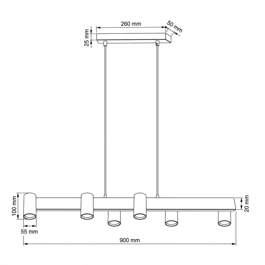 Brilagi - LED RGBW fényerőszabályozható kábeles függeszték SELE 6xGU10/6,5W/230V 2700-6500K fekete + távirányító