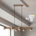 Brilagi - LED RGBW dimmelhető kábeles csillár SELE 6xGU10/6,5W/230V 2700-6500K bézs + távirányító