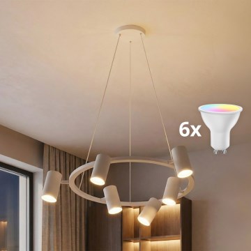 Brilagi - LED RGBW dimmelhető kábeles csillár SELE 6xGU10/6,5W/230V 2700-6500K fehér + távirányító