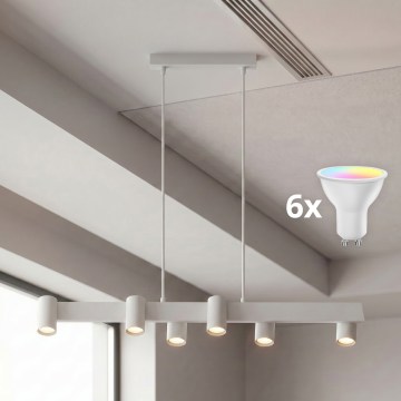 Brilagi - LED RGBW dimmelhető kábeles csillár SELE 6xGU10/6,5W/230V 2700-6500K fehér + távirányítóval