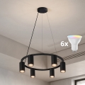 Brilagi - LED RGBW dimmelhető, kábelre függesztett csillár SELE 6xGU10/6,5W/230V 2700-6500K fekete + távirányító