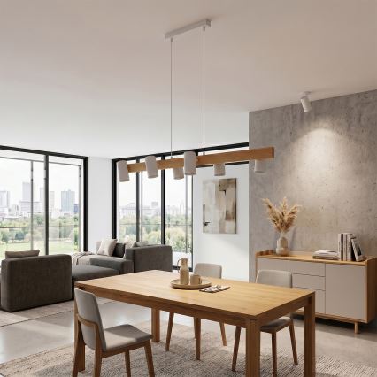 Brilagi - LED RGBW fényerőszabályozható kábeles csillár SELE 6xGU10/6,5W/230V 2700-6500K fehér/tölgy dekor + távirányító