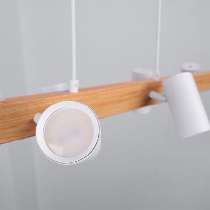 Brilagi - LED RGBW fényerőszabályozható kábeles csillár SELE 6xGU10/6,5W/230V 2700-6500K fehér/tölgy dekor + távirányító