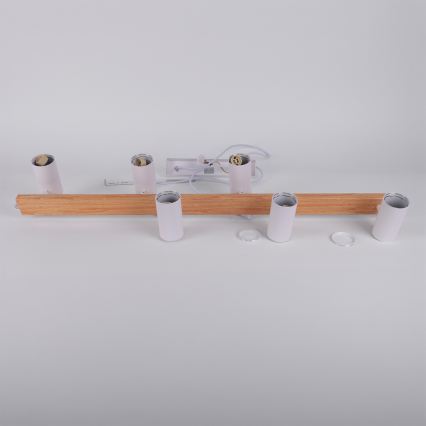 Brilagi - LED RGBW fényerőszabályozható kábeles csillár SELE 6xGU10/6,5W/230V 2700-6500K fehér/tölgy dekor + távirányító