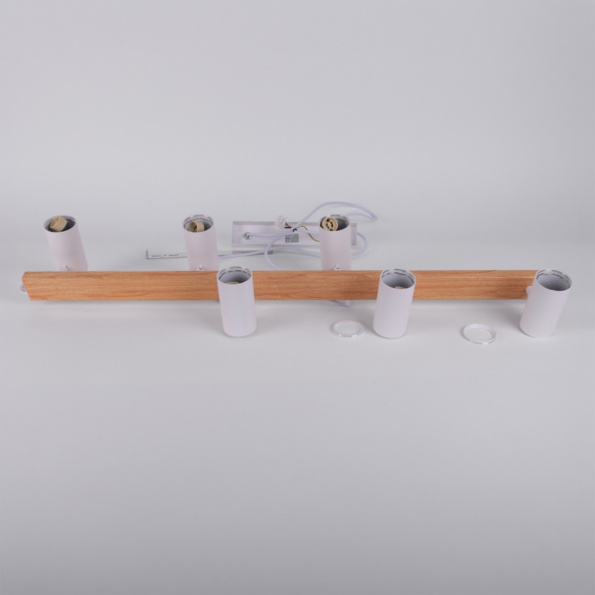 Brilagi - LED RGBW fényerőszabályozható kábeles csillár SELE 6xGU10/6,5W/230V 2700-6500K fehér/tölgy dekor + távirányító