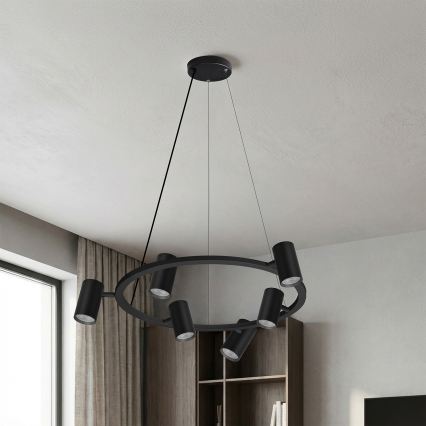 Brilagi - LED RGBW, fényerőszabályozható kábelre függesztett csillár SELE 6xGU10/6,5W/230V 2700-6500K fekete + távirányító