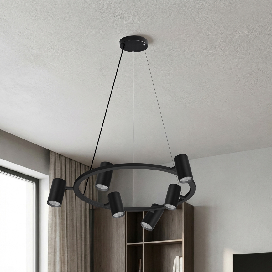 Brilagi - LED RGBW, fényerőszabályozható kábelre függesztett csillár SELE 6xGU10/6,5W/230V 2700-6500K fekete + távirányító