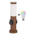 Brilagi - LED RGBW dimmelhető kültéri lámpa 2 aljzattal NOVA 1xE27/9W/230V 2700-6500K IP44 40 cm barna