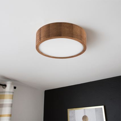 Brilagi - LED RGBW dimmelhető mennyezeti lámpatest CARVALHO 1xE27/9W/230V 2700-6500K Wi-Fi tölgy átm. 27,5 cm