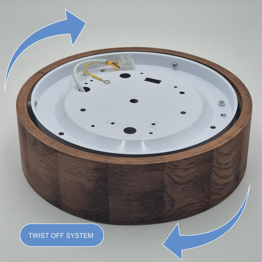 Brilagi - LED RGBW dimmelhető mennyezeti lámpatest CARVALHO 1xE27/9W/230V 2700-6500K Wi-Fi tölgy átm. 27,5 cm