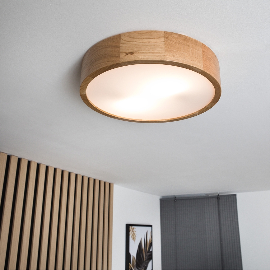 Brilagi - LED RGBW fényerőszabályozható mennyezeti lámpa CARVALHO 2xE27/9W/230V 2700-6500K Wi-Fi, tölgy, átm. 37,5 cm