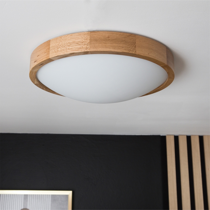 Brilagi - LED RGBW dimmelhető mennyezeti lámpa CARVALHO SLIM 2xE27/9W/230V 2700-6500K Wi-Fi tölgy átm. 37 cm