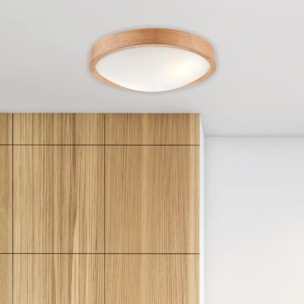 Brilagi - LED RGBW dimmelhető mennyezeti lámpa CARVALHO SLIM 2xE27/9W/230V 2700-6500K Wi-Fi tölgy átm. 37 cm