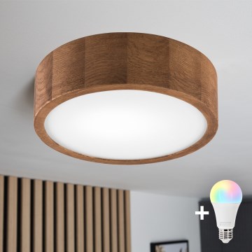 BRILAGI - LED RGBW dimmelhető mennyezeti lámpatest CARVALHO 1xE27/12W/230V 2700-6500K tölgy átm. 27,5 cm