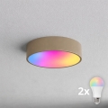 BRILAGI - LED RGBW dimmelhető mennyezeti lámpatest CLARE 2xE27/12W/230V 2700–6500K átm. 30 cm bézs