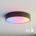 BRILAGI - LED RGBW Dimmelhető mennyezeti lámpatest CLARE 3xE27/12W/230V 2700-6500K átm. 40 cm fekete