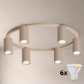 Brilagi - LED RGBW dimmelhető mennyezeti lámpatest SELE 6xGU10/6,5W/230V 2700-6500K bézs + távirányító