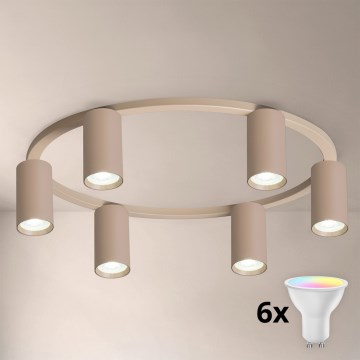 Brilagi - LED RGBW dimmelhető mennyezeti lámpatest SELE 6xGU10/6,5W/230V 2700-6500K bézs + távirányító