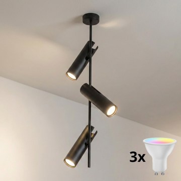 Brilagi - LED RGBW dimmelhető rúdon szerelt csillár BRANCH 3xGU10/6,5W/230V 2700-6500K fekete