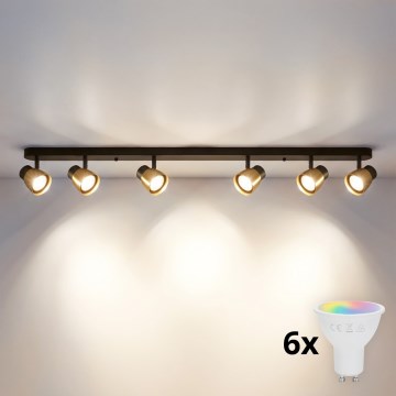 Brilagi - LED RGBW dimmelhető spotlámpa NUGGET 6xGU10/6,5W/230V 2700-6500K Wi-Fi fekete/arany