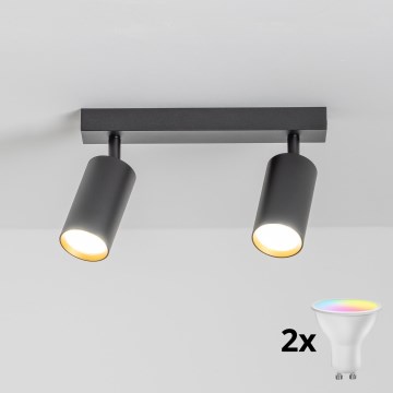 Brilagi - LED RGBW dimmelhető spotlámpa SELE 2xGU10/6,5W/230V 2700-6500K fekete/arany