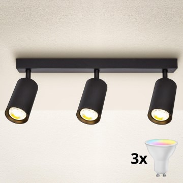 Brilagi - LED RGBW Dimmelhető spotlámpa SELE 3xGU10/6,5W/230V 2700-6500K fekete