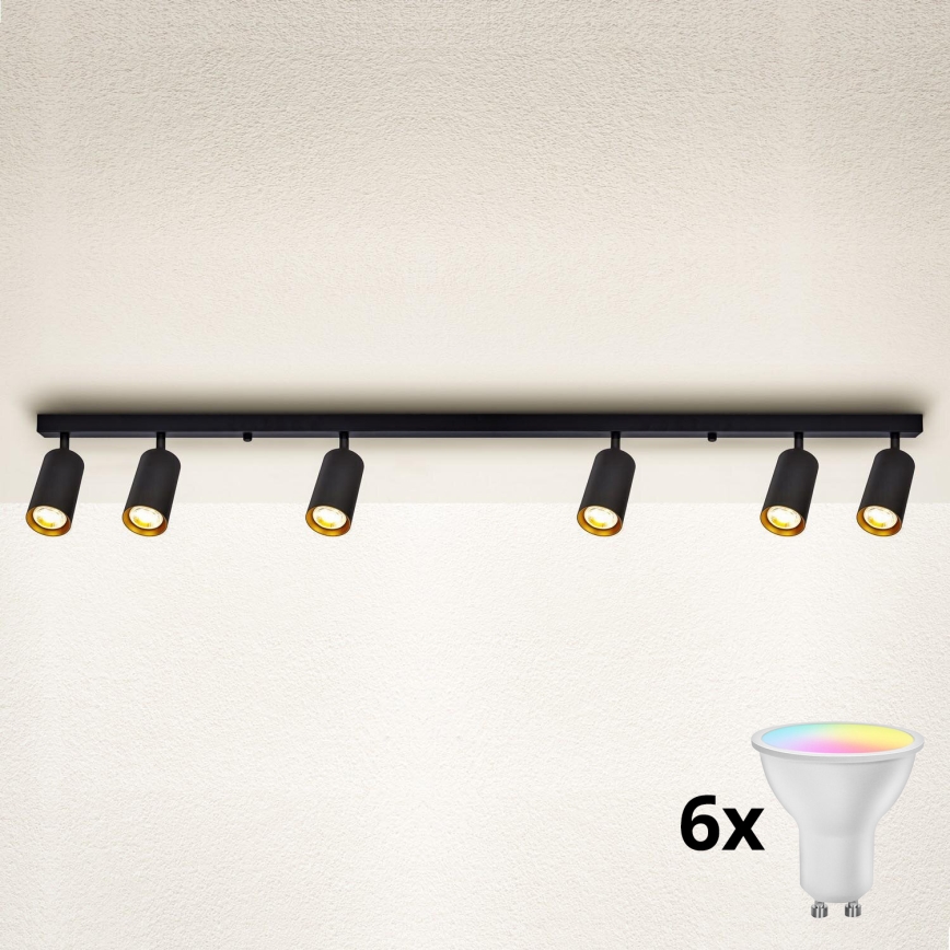 Brilagi - LED RGBW dimmelhető spotlámpa SELE 6xGU10/6,5W/230V 2700-6500K fekete/arany