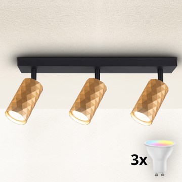 Brilagi - LED RGBW dimmelhető spotlámpa SELE DIAMANT 3xGU10/4,8W/230V 3000K arany + távirányító