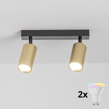 Brilagi - LED RGBW dimmelhető spotlámpa SELE GOLDEN 2xGU10/6,5W/230V 2700-6500K fekete/arany